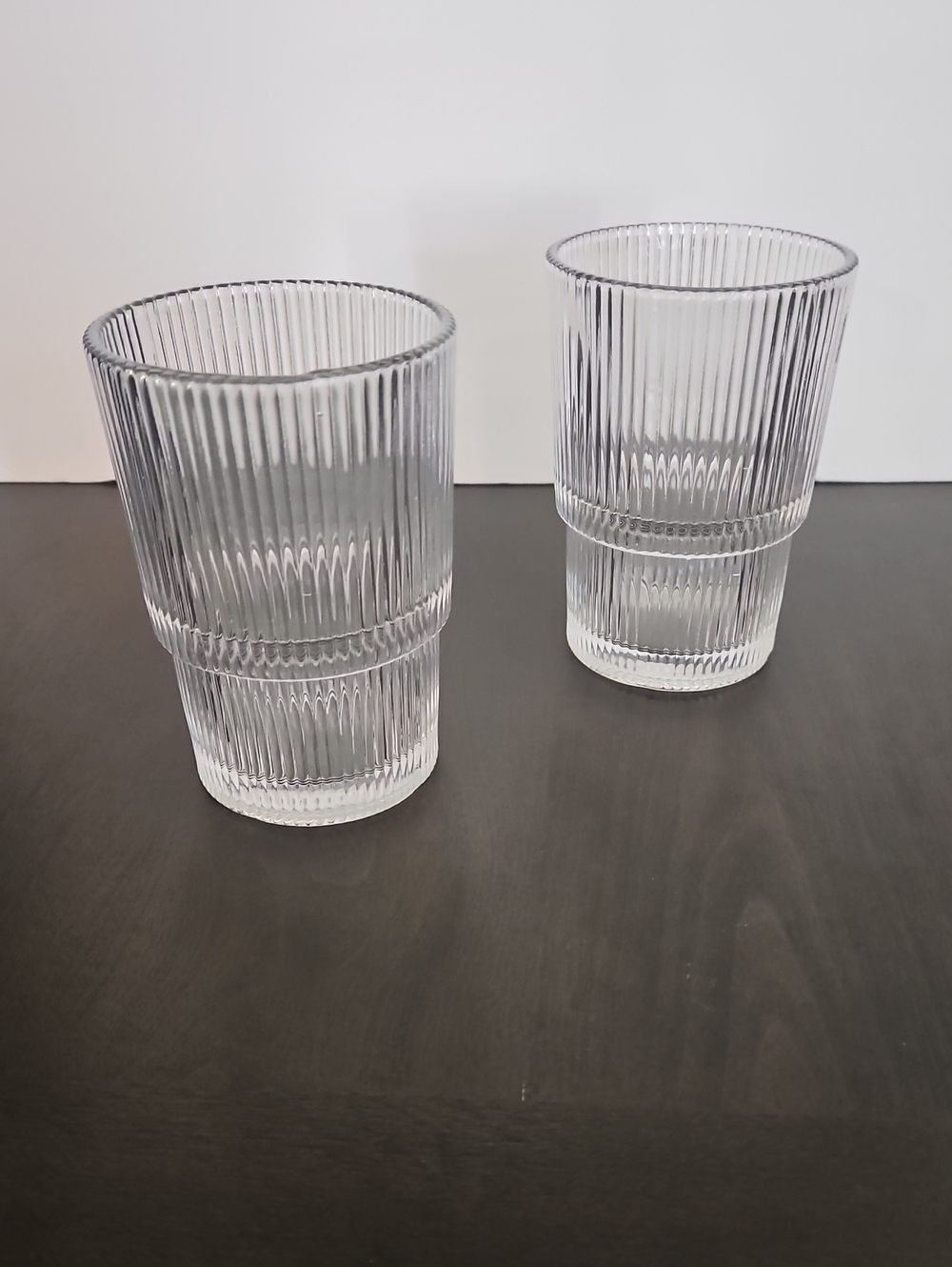 Crate & Barrel Set Of 2 Atwell 16-Oz. Stackable Ribbed Highball Glass